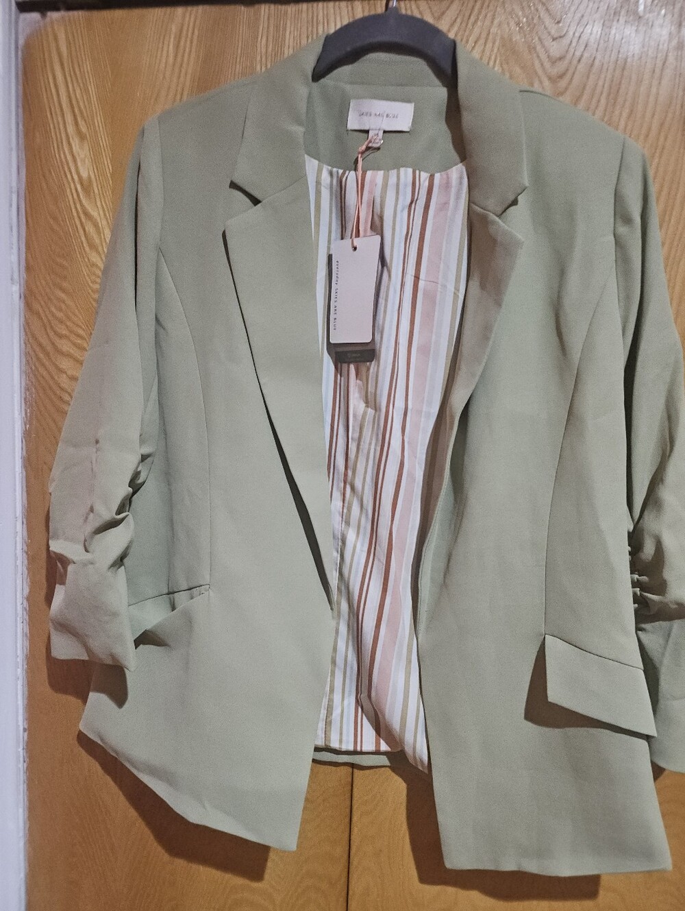 Skies Are Blue Light Sage Green Blazer